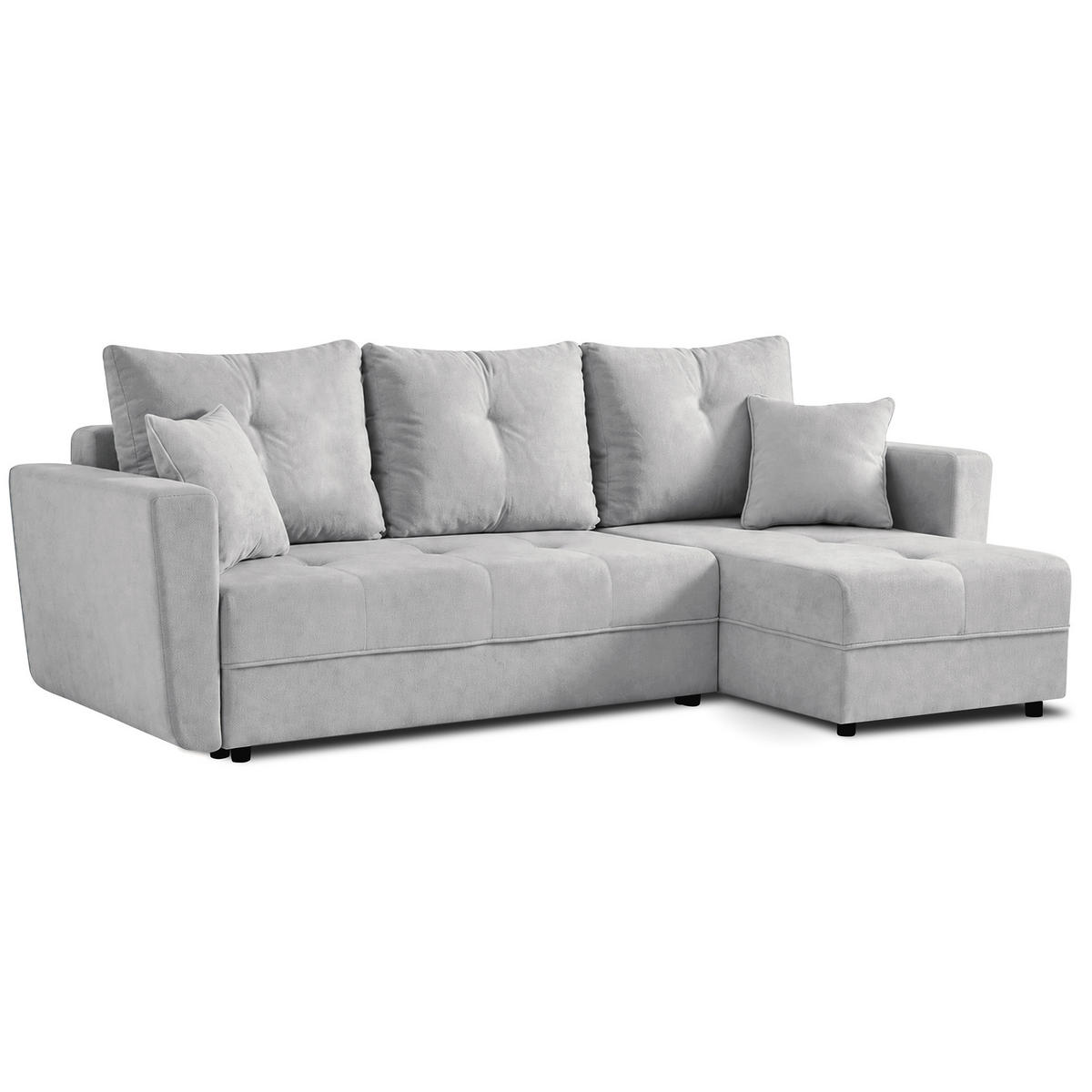 ECKSCHLAFSOFA Verona mit Bettkasten und universeller Ottomane 240 cm, Grau - Grau, Textil (240/148cm) - Beautysofa