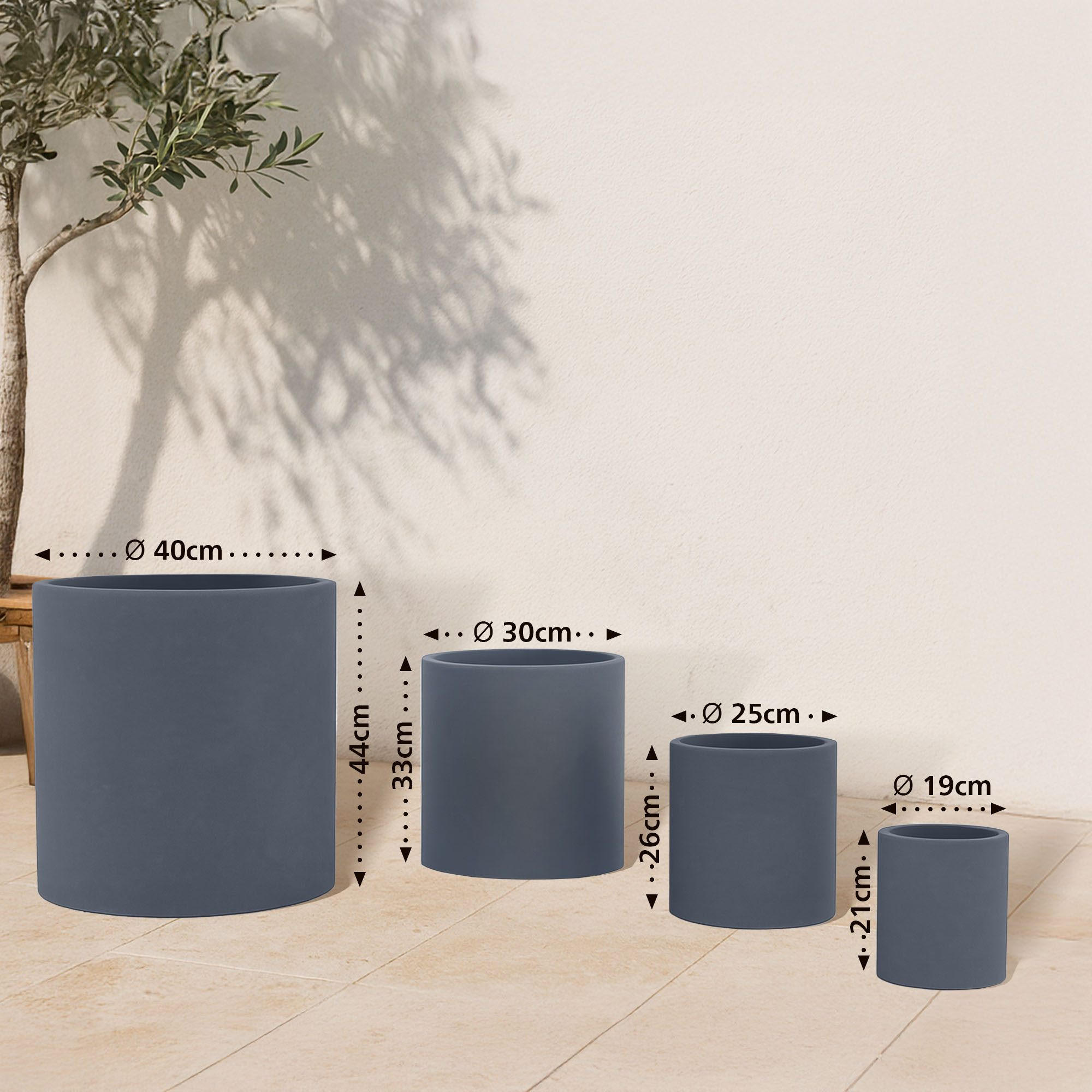 PFLANZKÜBEL 4er Set Anthrazit - Anthrazit, Kunststoff (40/44cm) - CLP