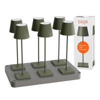 LED Akku-Tischlampe, Nuindie 3.0 6er-Set mit Ladestation, tannengrün - Grün, Metall (38/10/38cm) - Sigor