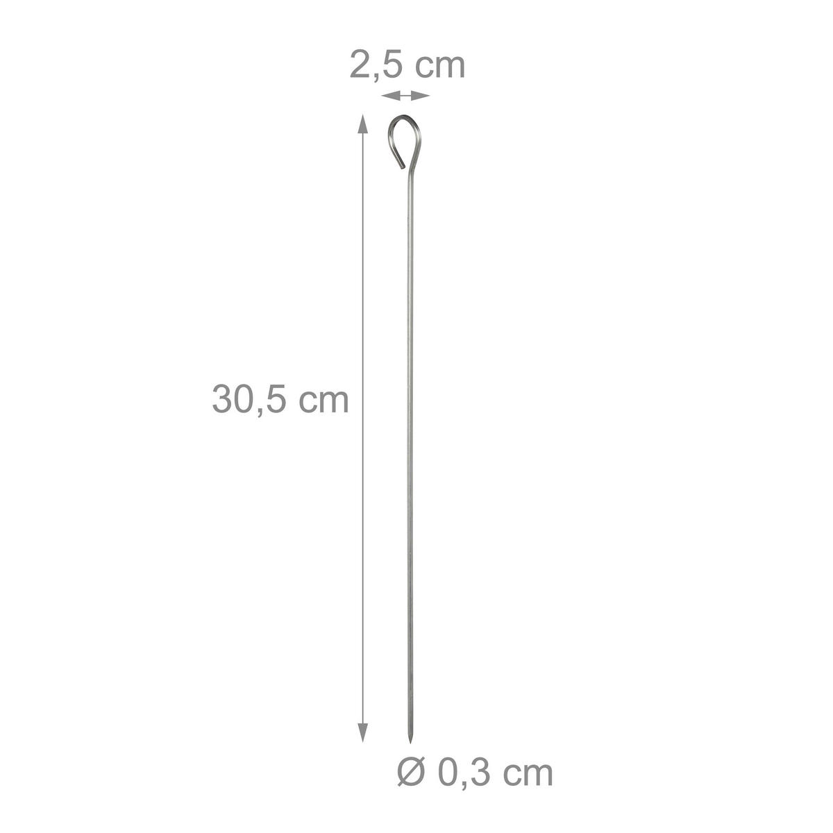 30XSCHASCHLIKSPIESSE - Silberfarben, Metall (0.3cm) - Relaxdays