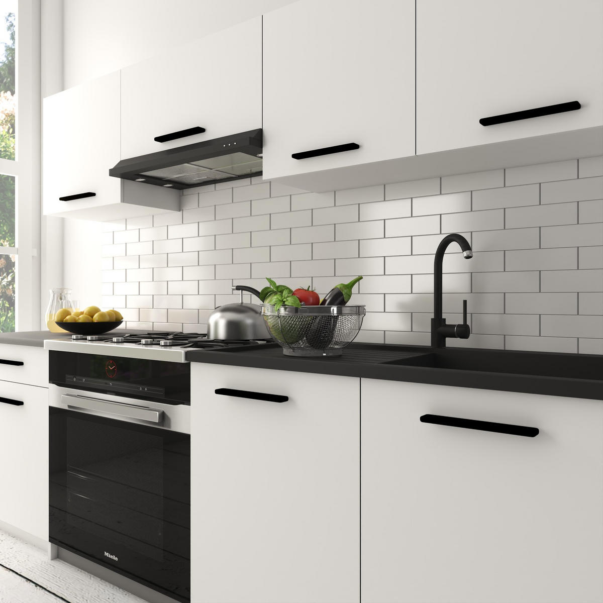 KÜCHENZEILE Italia 1 180 cm, mit Arbeitsplatten, Weiß Matt - Weiß, Holz (180/143/60cm) - B BELINI GROUP