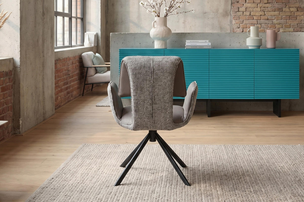 ESSZIMMERSTUHL EDENIA Grau Webstoff Drehbar (360°) (1er-Set) - Grau, Kunststoff/Textil (60/86/65cm) - KAWOLA
