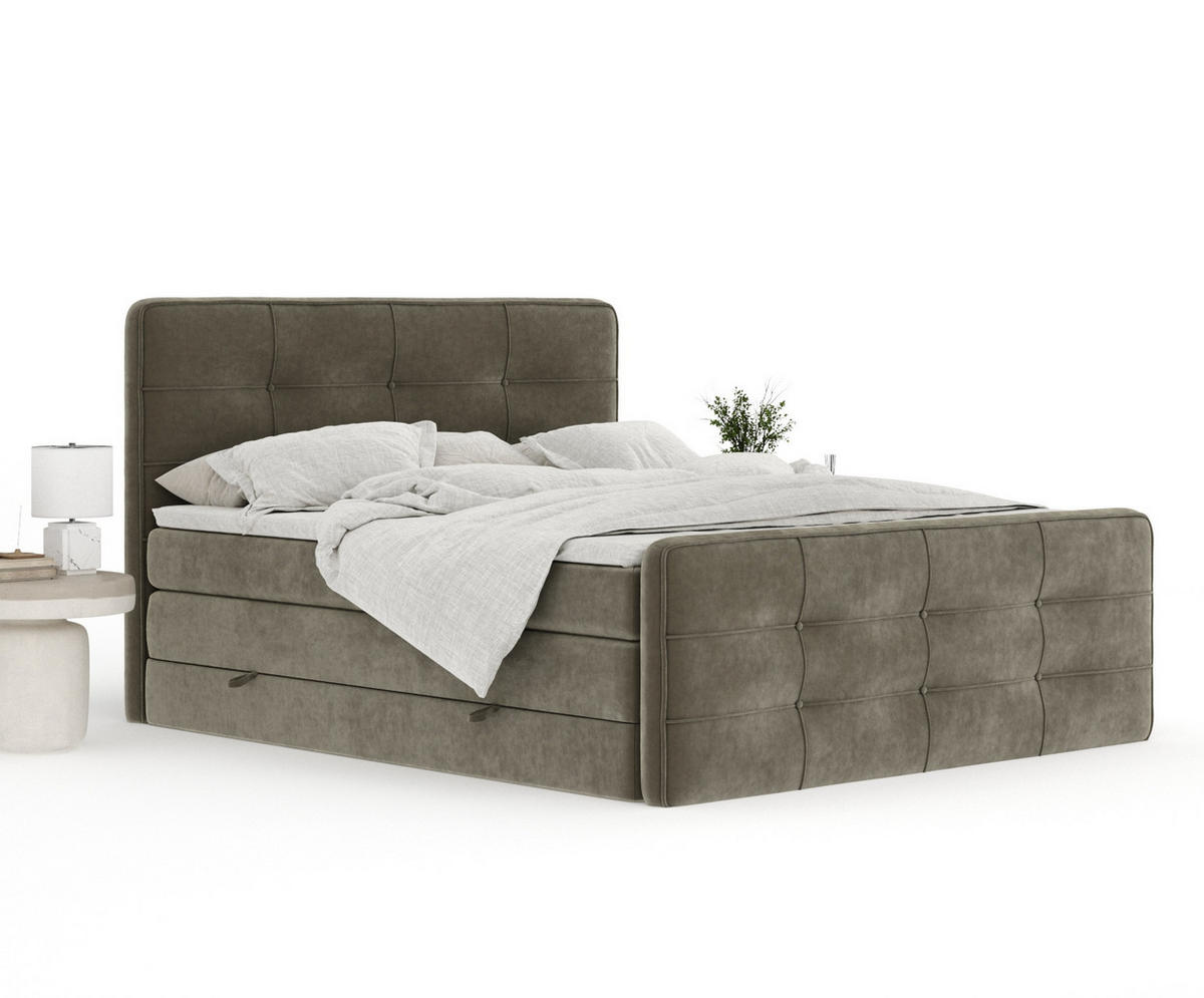 BOXSPRINGBETT Semplice Taupe 140/200 cm - Taupe/Schwarz, Holz/Holzwerkstoff (140/200cm) - Maison de Reve