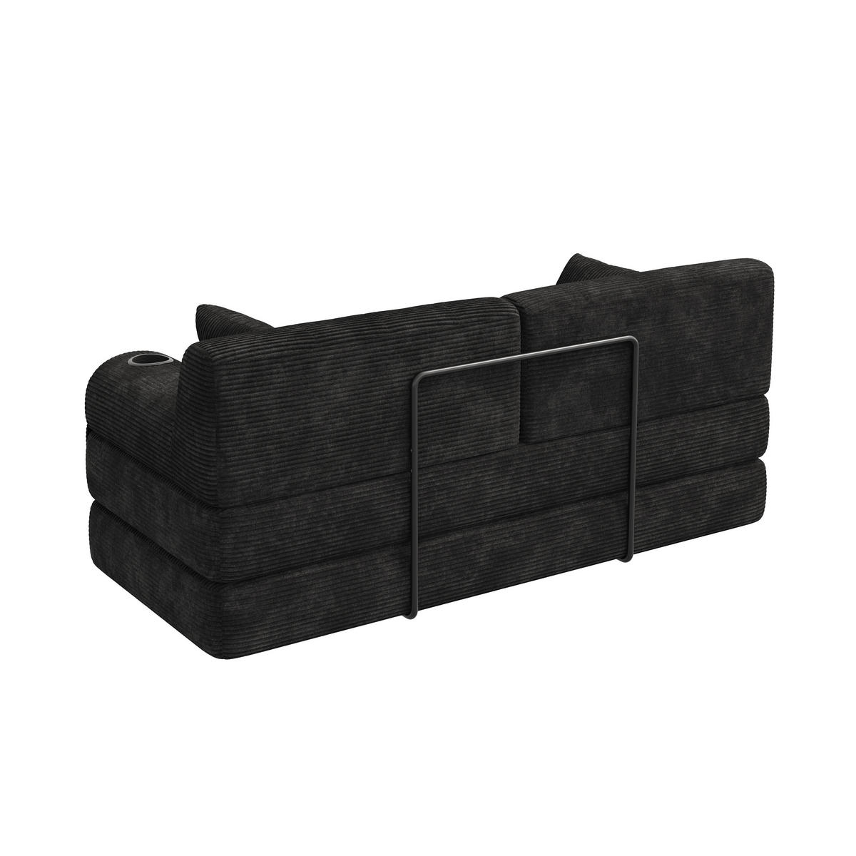 SCHLAFSOFA DE-33850 mit hoher Rückenlehne Schwarz - Schwarz, Metall (168/81/80cm) - ComfortXL