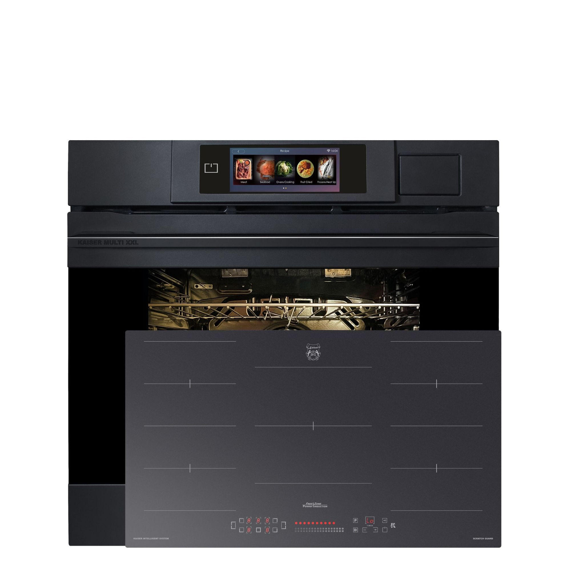 MULTIFUNKTIONS-ELEKTRO-DAMPFBACKOFEN mit Dampfreinigung 60 cm EH 6341+KCT 9110 FI Induktions Kochfeld 90 cm - Grau, Metall (59.4/59.4/57.5cm) - Kaiser Küchengeräte