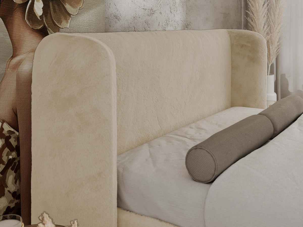 POLSTERBETT EMORA CLASSIC DUO 180/200 - Creme Plüsch - Multipocket-Matratze - Creme, Textil (180/200cm) - MKS