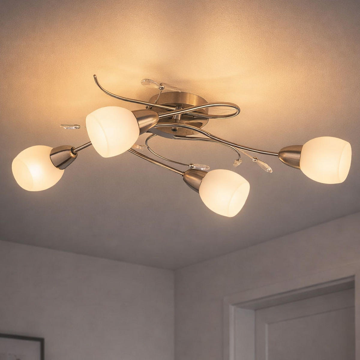 LED DECKENLEUCHTE LILLY Chrom Silber - Silberfarben, Glas (70/25/21cm) - Globo Lighting