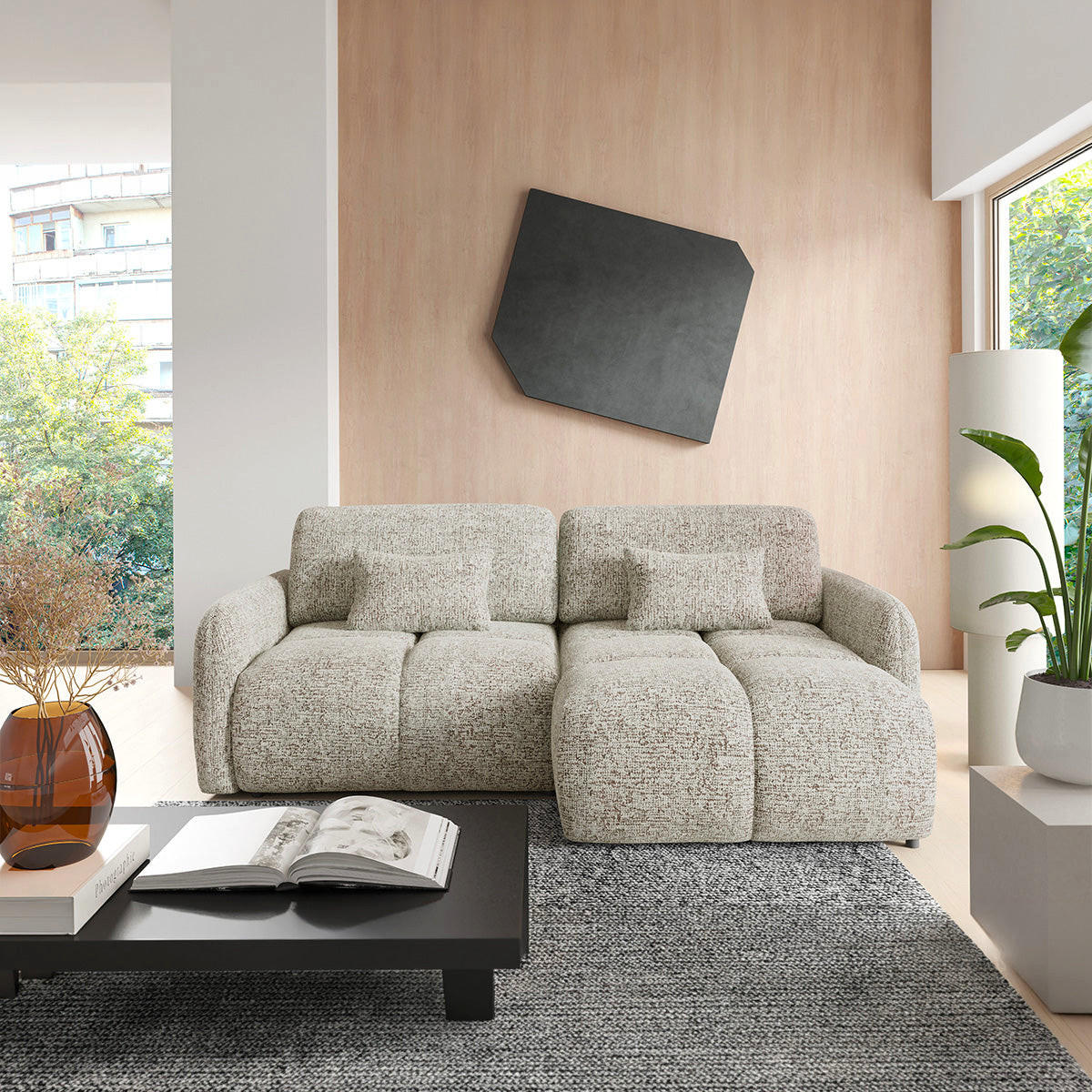 ECKSOFA Vittoria Grau meliert - Grau, Holz (240/165cm) - Petits-meubles