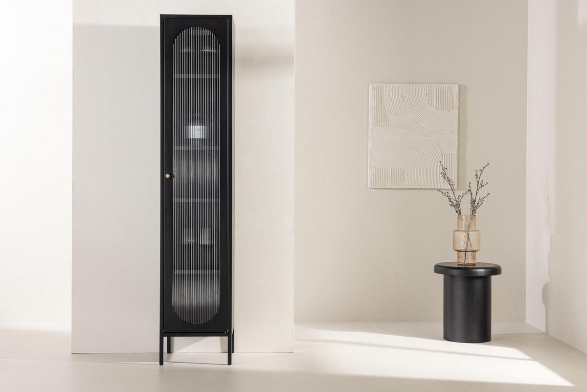 VITRINE CALI Schwarz 37x35x180 cm - Schwarz, Metall (37/180/35cm) - FURNLUX