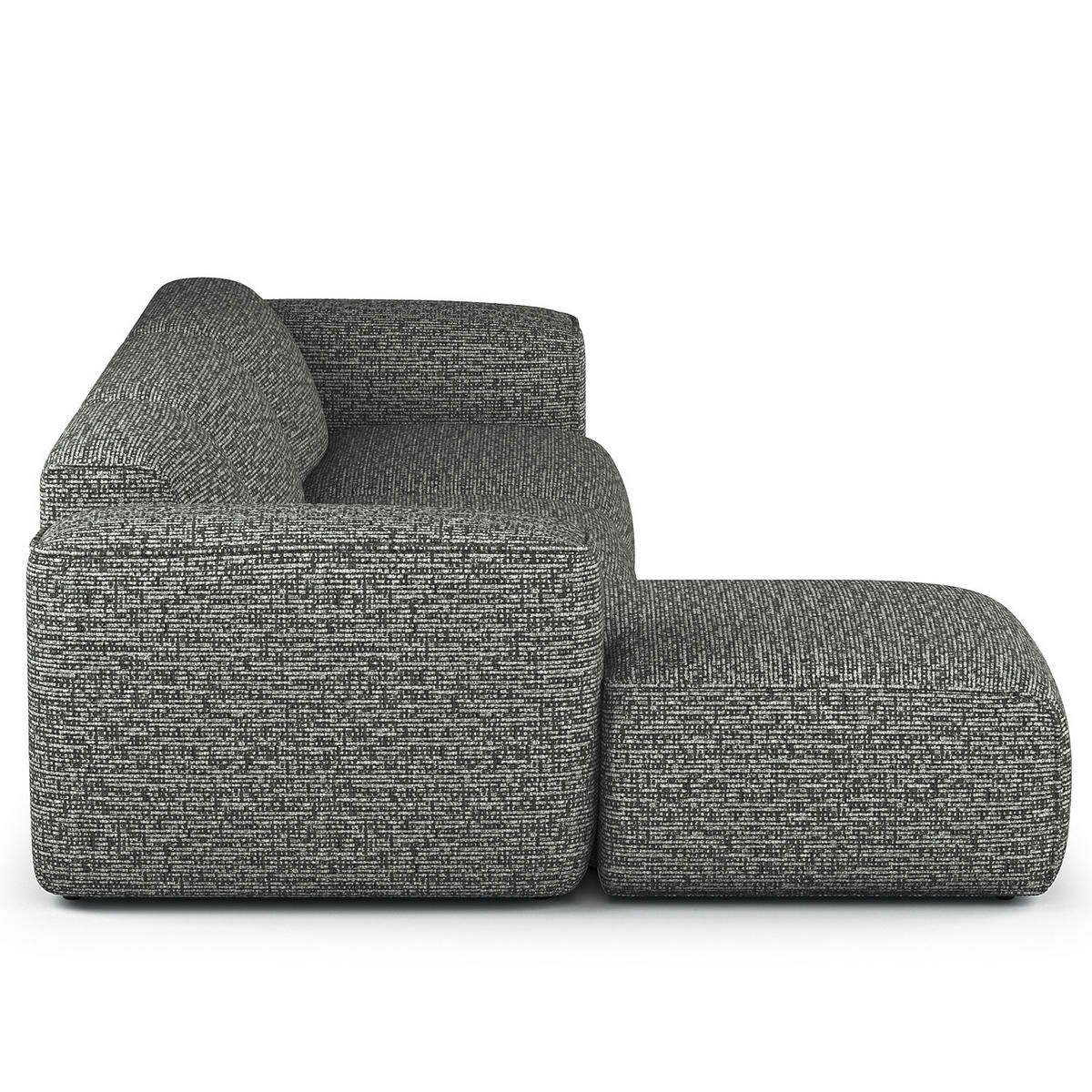 3-SITZER ECKSOFA mit Longchair - Schwarz/Grau, Kunststoff/Textil (317/173cm) - home24