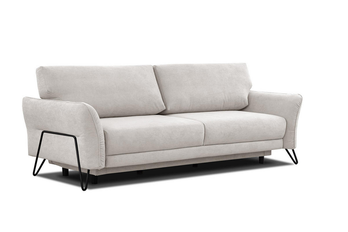 SOFA LOREM 3-Sitzer mit Schlaffunktion, ecru - Ecru/Schwarz, Holz/Textil (232/90/107cm) - Courtois Laville