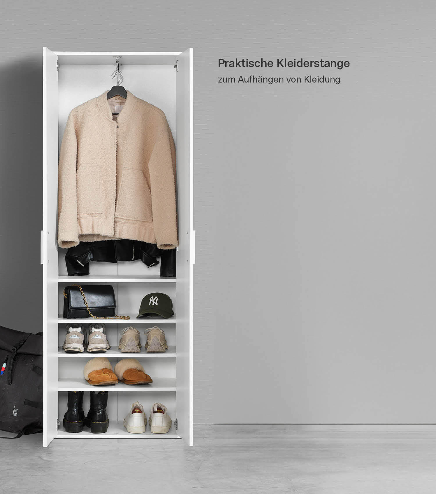 GARDEROBENSCHRANK Der Lange - Weiß, Holzwerkstoff (60/180/34cm) - Mokebo