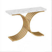 KONSOLENTISCH aus Kunstmarmor und Metall 100x30x80 cm Gold/Weiß - Goldfarben, Stein (100/30/80cm) - IVMEU