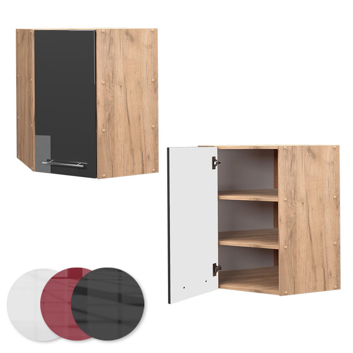 ECKHÄNGESCHRANK Fame-Line Anthrazit Hochglanz 57 cm - Honigeiche/Schwarz Hochglanz, Holzwerkstoff (57/72/34.1cm) - Vicco