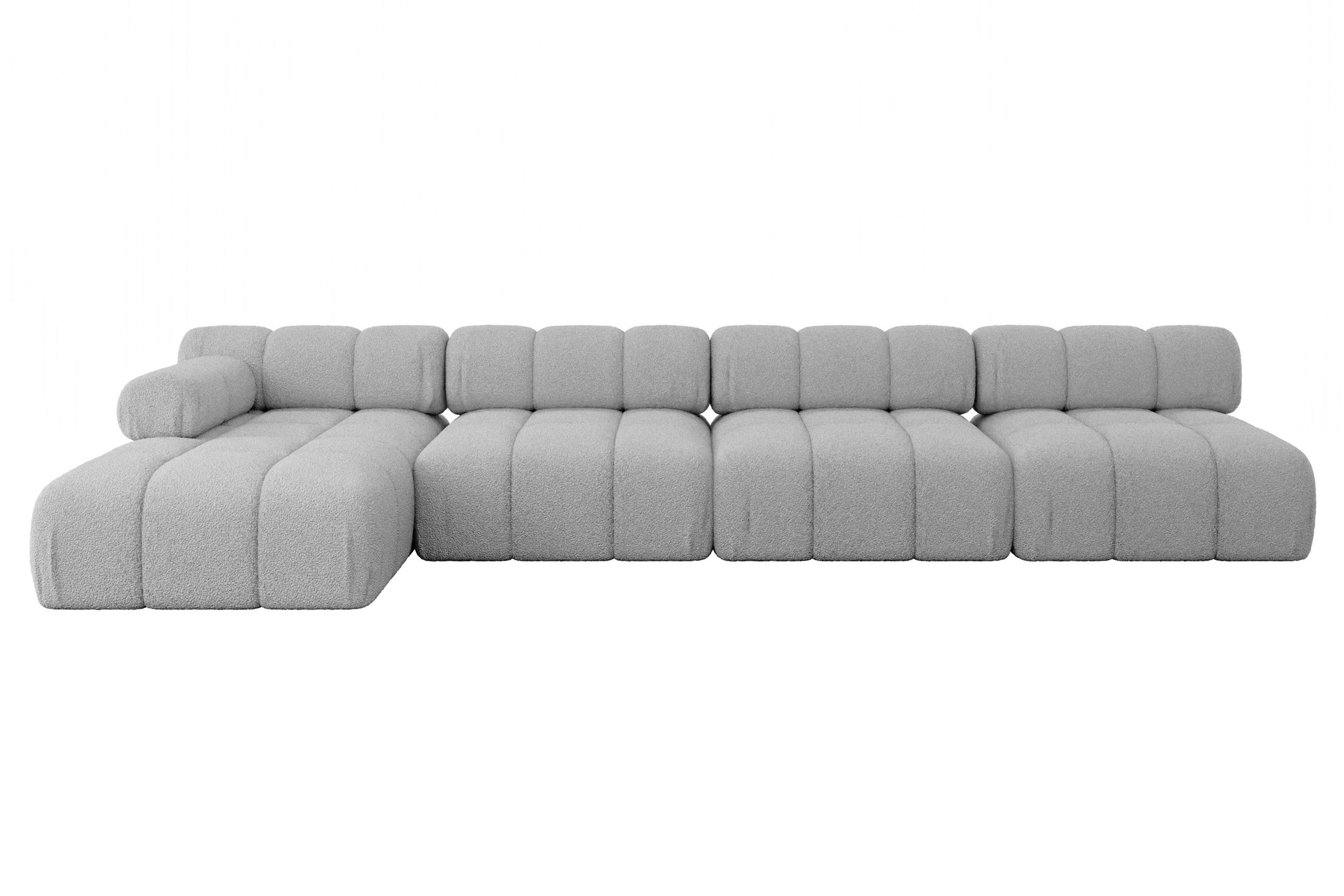 ECKSOFA modulares Sofa Razon-L3 - 380x160x70 cm Hellgrau Bouclé - Hellgrau, Holzwerkstoff/Textil (380/160cm) - ALTDECOR
