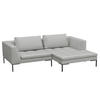 ECKSOFA mit breitem Ottomane - Webstoff - Hellgrau/Schwarz, Textil/Metall (244/170cm) - home24
