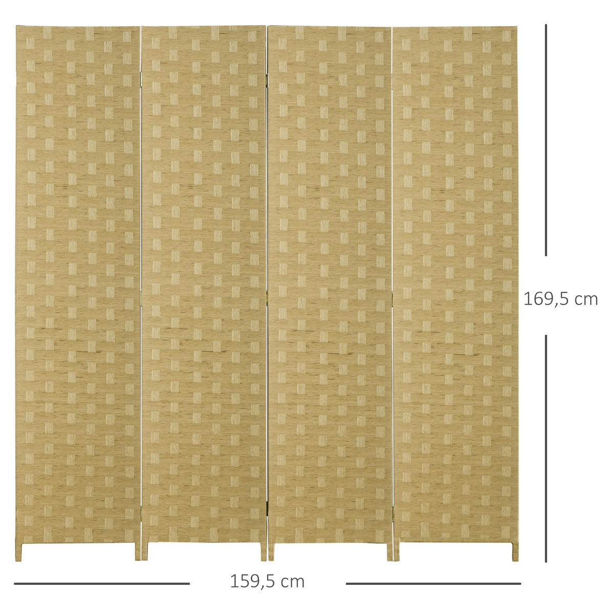 PARAVENT 4 TLG. 160 x 170 cm z vlnitého vlákna do obývacího pokoje, hnědý - hnědá, papír (1.5/169.5/159.5cm) - HOMCOM