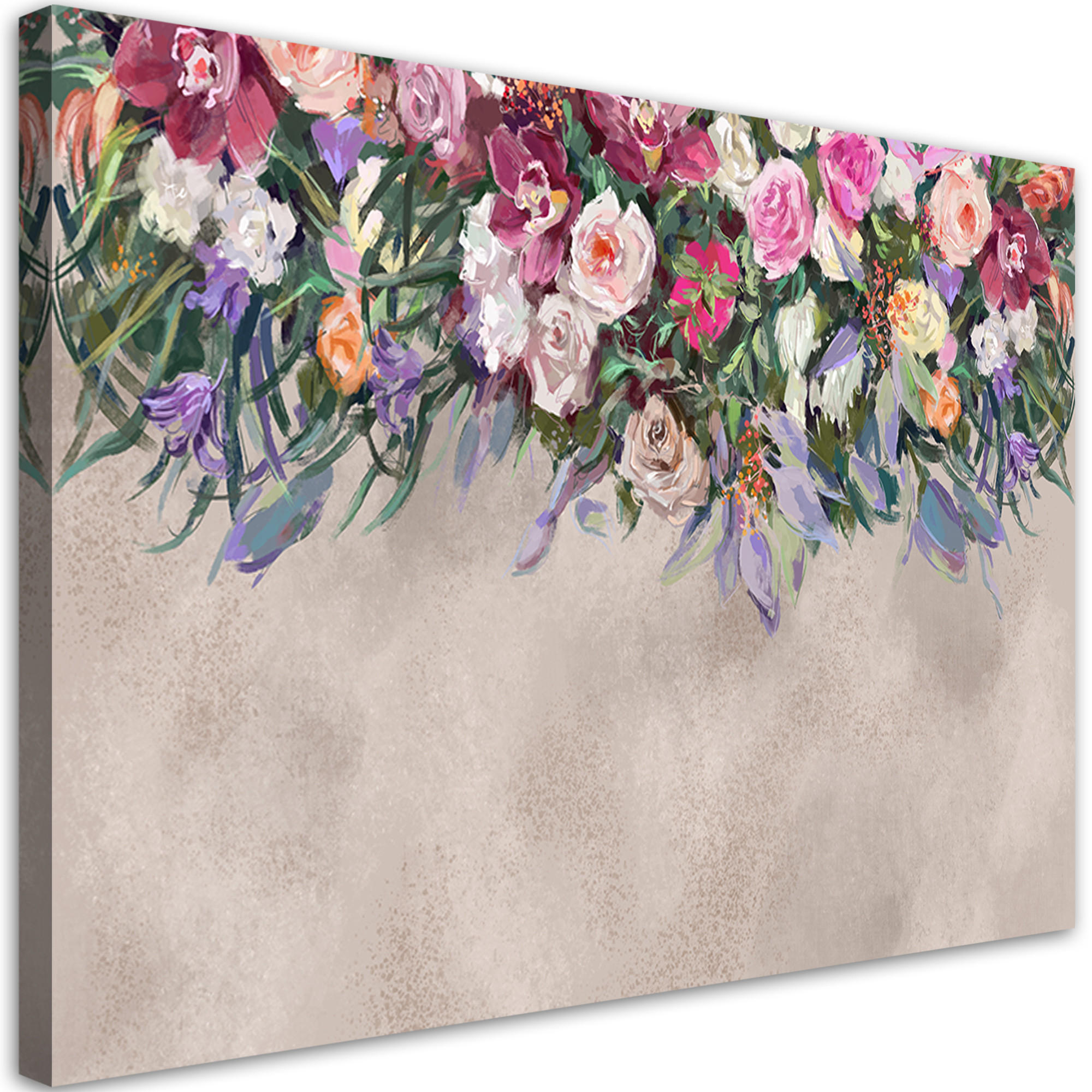 WANDBILD blumen überwachsen - Beige, Textil (60/40cm) - Feeby