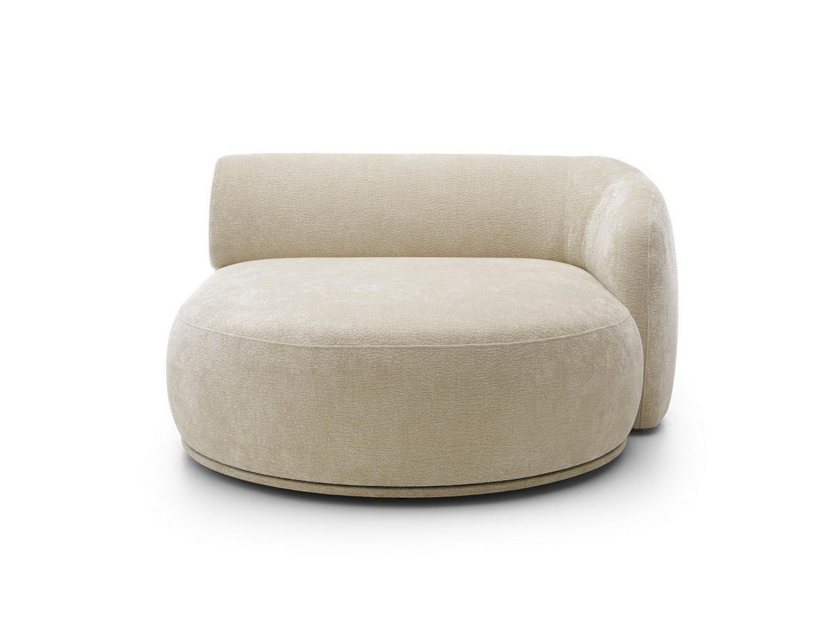 ECKSOFA Nobis Beige, Modulares Sofa mit abgerundeter Seite und Dreieckspouffe, rechte seite - Beige, Holzwerkstoff/Textil (357/147cm) - Bettso