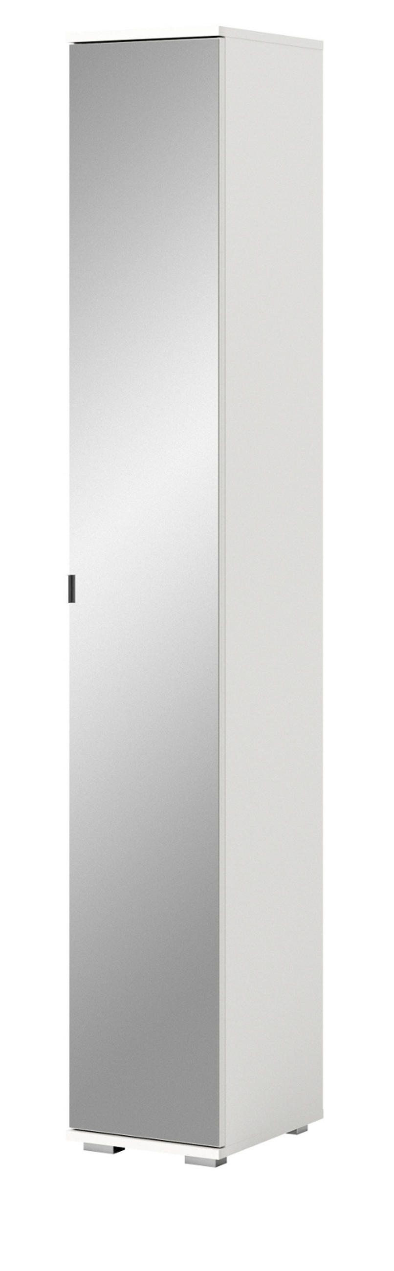 FLURSCHRANK weiß 30 cm, Schuhschrank mit Spiegel - Silberfarben/Weiß, Holzwerkstoff/Kunststoff (30/191/37cm) - Inn.Furn