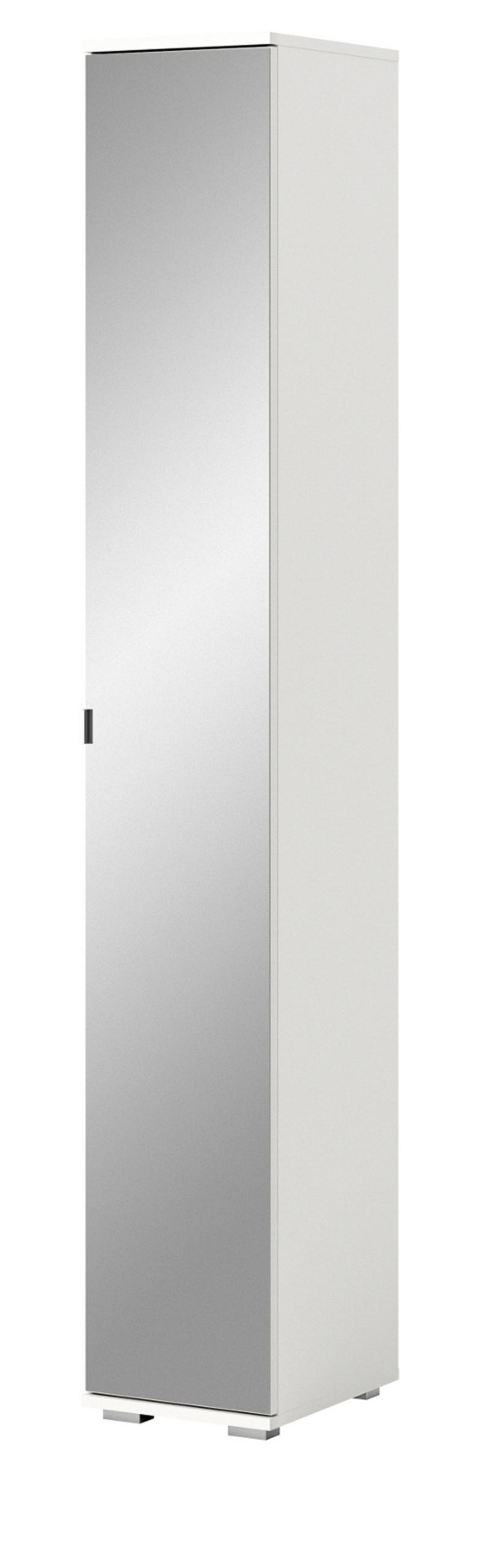 FLURSCHRANK weiß 30 cm, Schuhschrank mit Spiegel - Silberfarben/Weiß, Holzwerkstoff/Kunststoff (30/191/37cm) - Inn.Furn