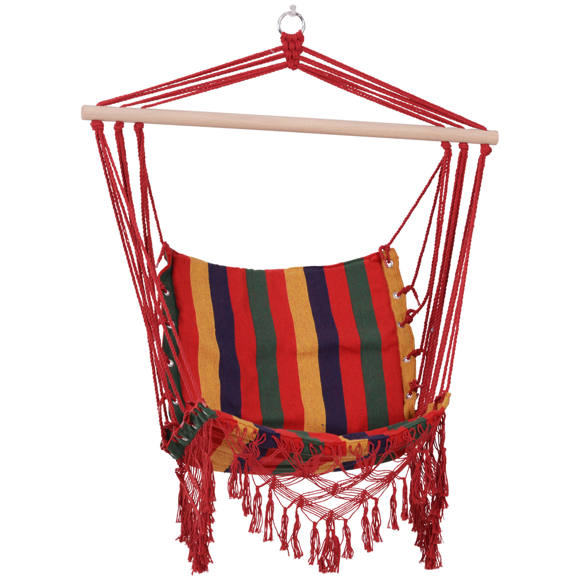 HÄNGESESSEL, Baumwoll-Polyester-Gewebe, mehrfarbig - Dunkelrot, Holz (25/11.5/91cm) - Vallsero