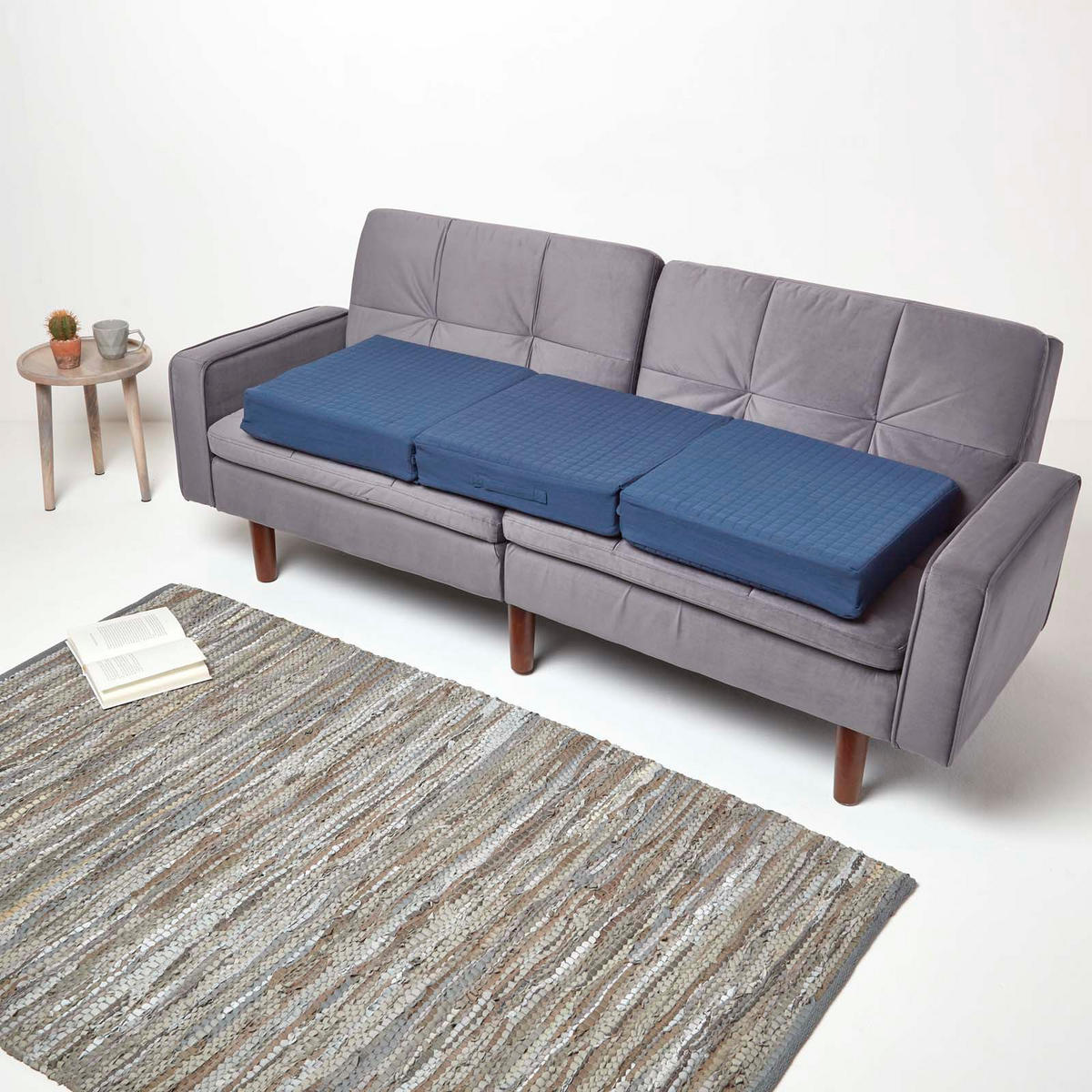 SOFA-AUFLAGE dunkelblau 150/50/10 cm – großes Sitzkissen orthopädisch - Dunkelblau, Textil (150/50/10cm) - Homescapes
