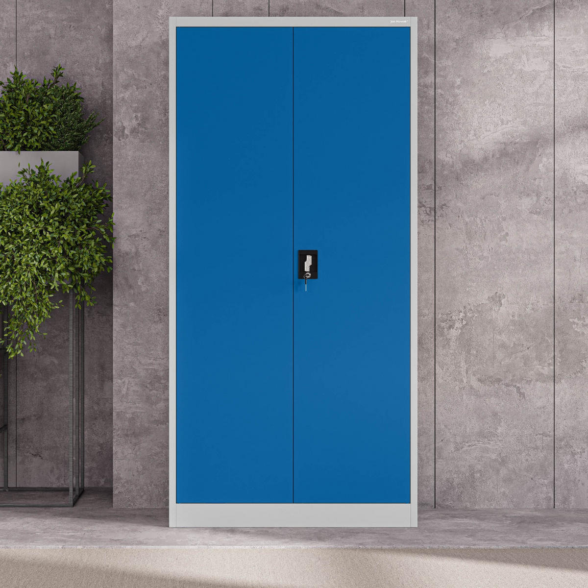 AKTENSCHRANK JAN 185x90x45 cm - Blau/Weiß, Metall (90/185/40cm) - Jan Nowak