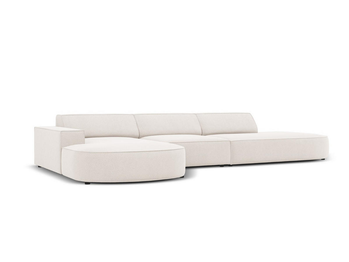 ECKSOFA links Jodie aus strukturiertem Stoff leichtes beige 4 Sitzplätze - Beige, Textil (166/342cm) - Micadoni