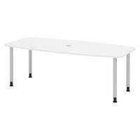 KONFERENZTISCH klein KT22 103/220/74 cm in Weiß/Füße in Silberfarben - Silberfarben/Weiß, Holzwerkstoff (103/220/74cm) - bümö