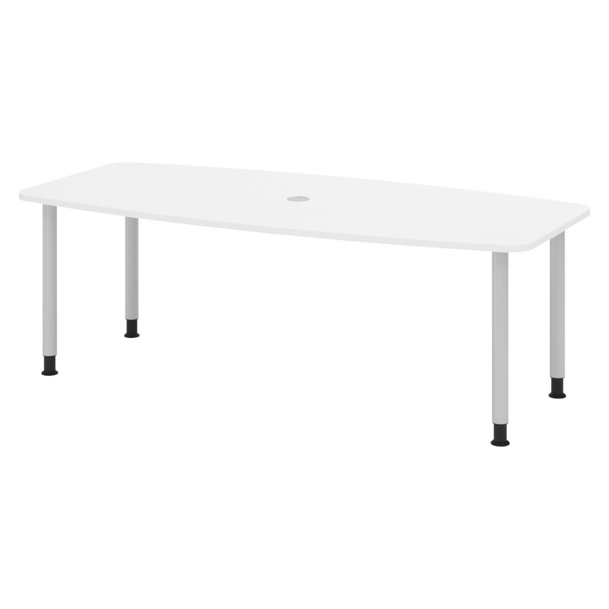 KONFERENZTISCH klein KT22 103/220/74 cm in Weiß/Füße in Silberfarben - Silberfarben/Weiß, Holzwerkstoff (103/220/74cm) - bümö