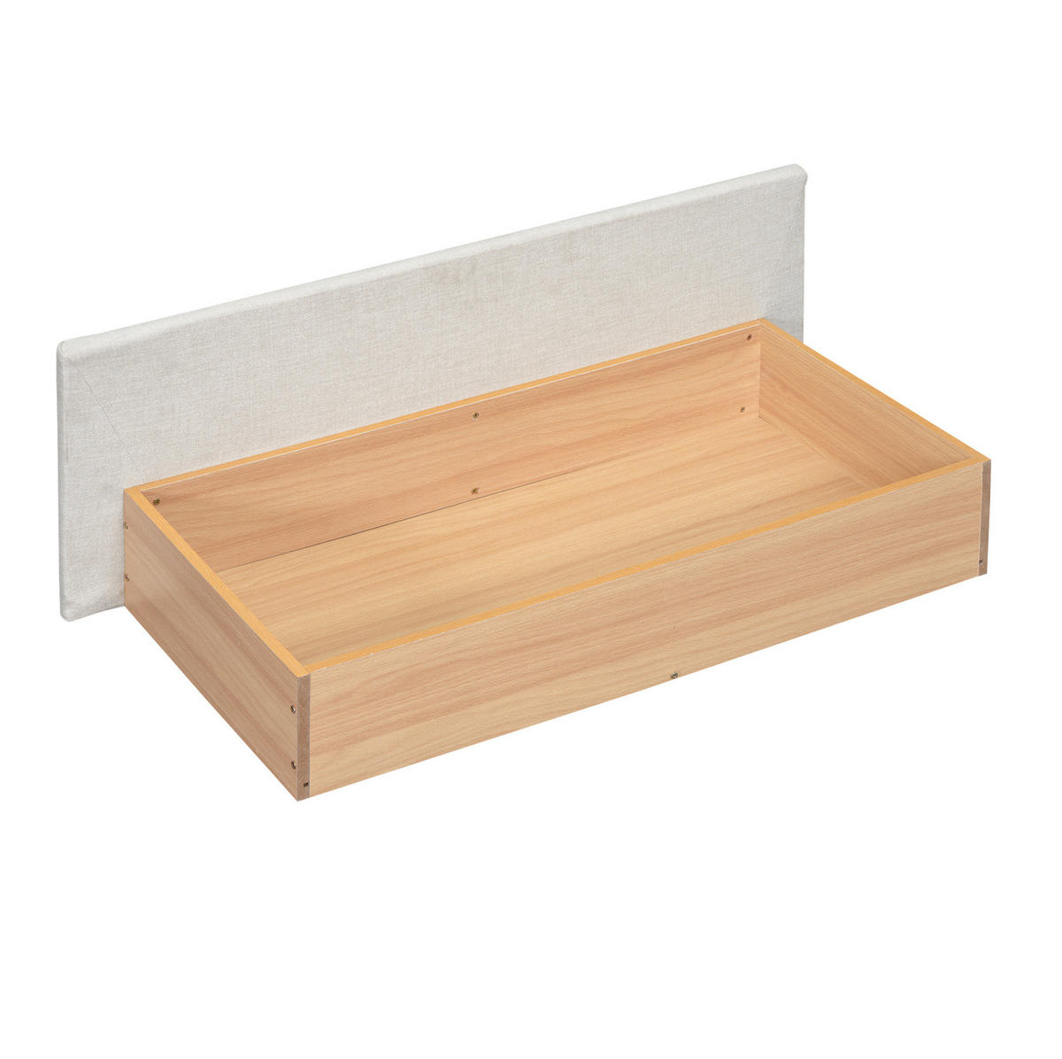 POLSTERBETT 140/200 cm Beige aus Leinen mit LED-Beleuchtung und Schubladen - Beige, Textil (140/200cm) - OKMYHOME