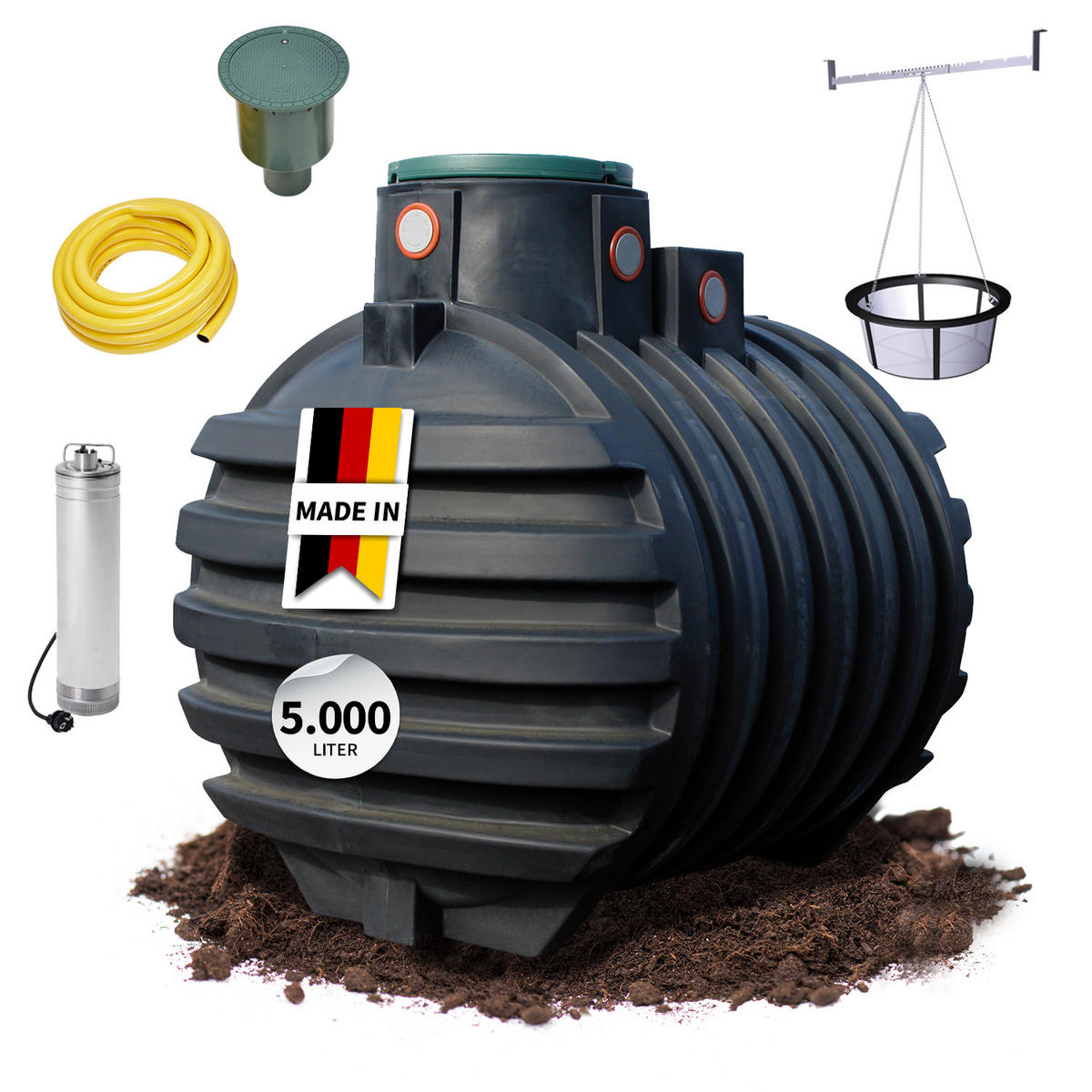 ERDTANK-PAKET 5000 L Garten-Comfort - Schwarz, Kunststoff (183/217/245cm) - 4rain