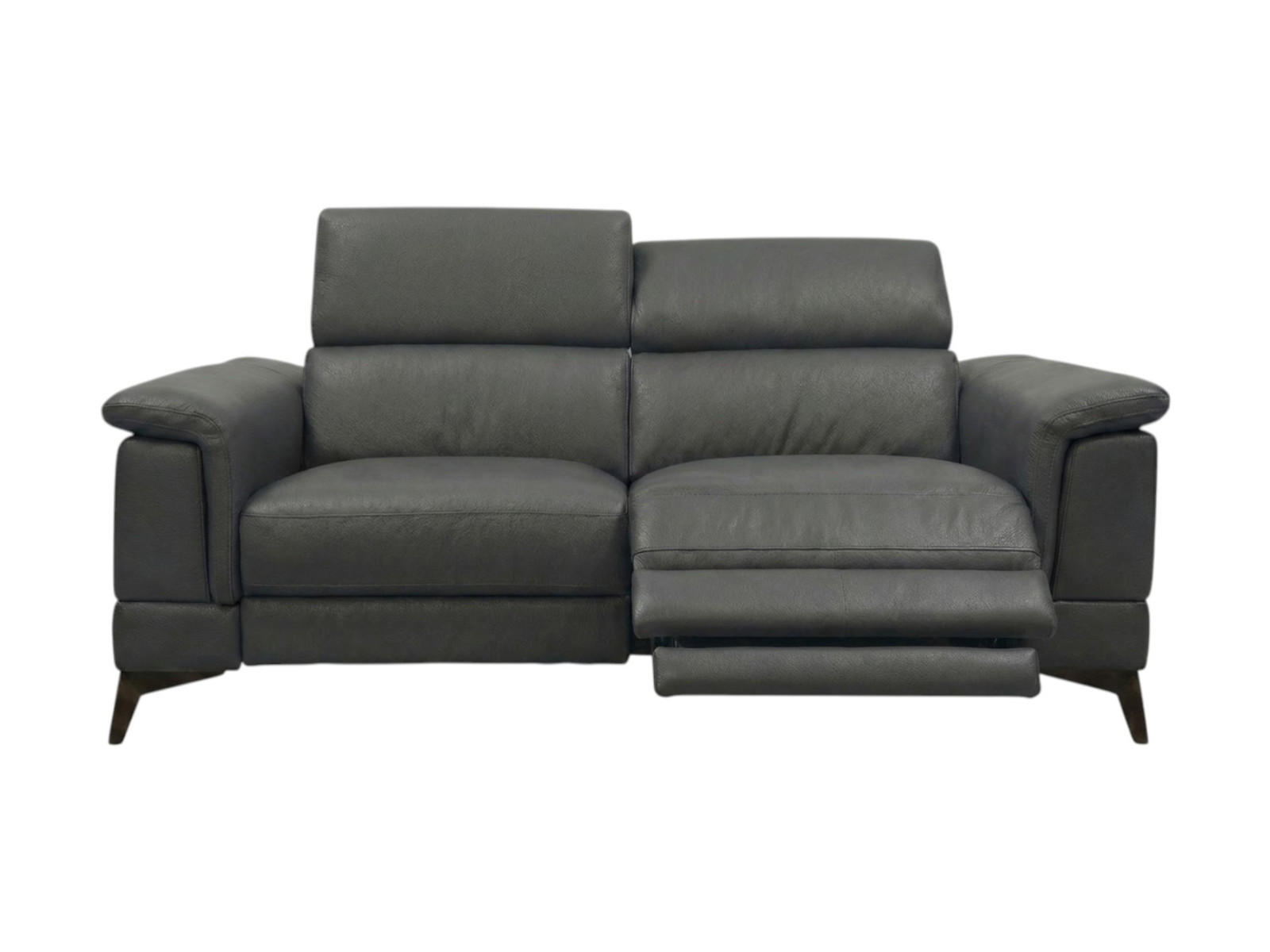 3-SITZER Sofa Planet Echtleder mit 1 x Relaxfunktion Anthrazit - Anthrazit, Leder/Metall (200/80/110cm)