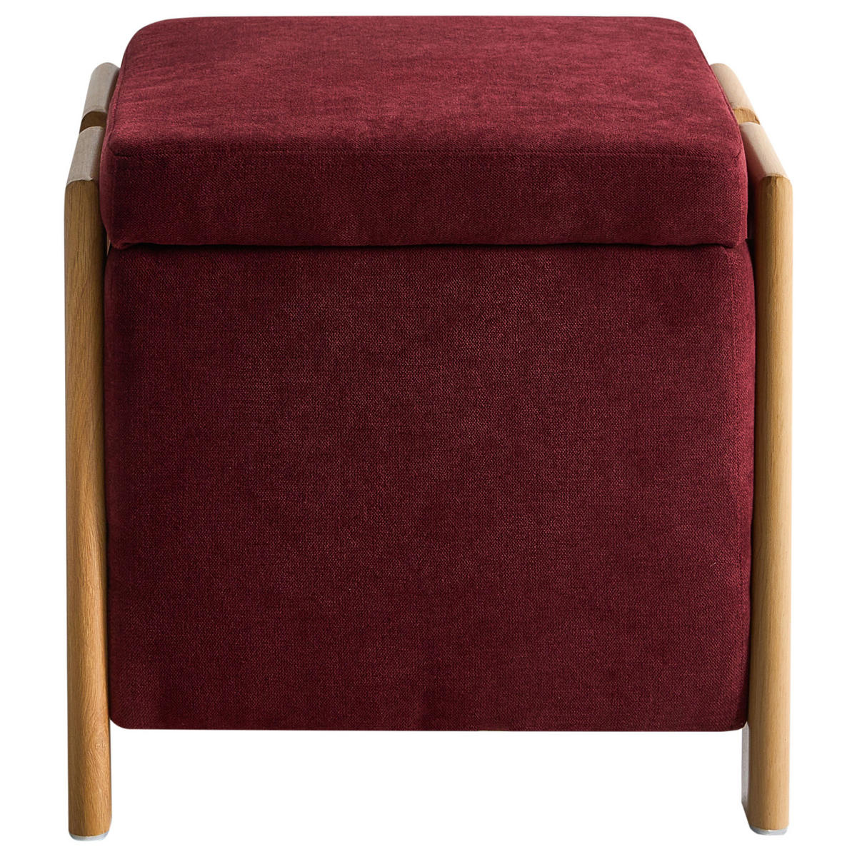 POUF cu spațiu de depozitare textil 45 cm roșu bordeaux Edland - roșu închis, metal (45/44/43cm) - Beliani