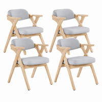 KLAPPSTUHL 4er-Set mit Armlehnen Massivholz Leinen Grau - Grau, Holz (66.5/76/64.51cm) - Meubliv