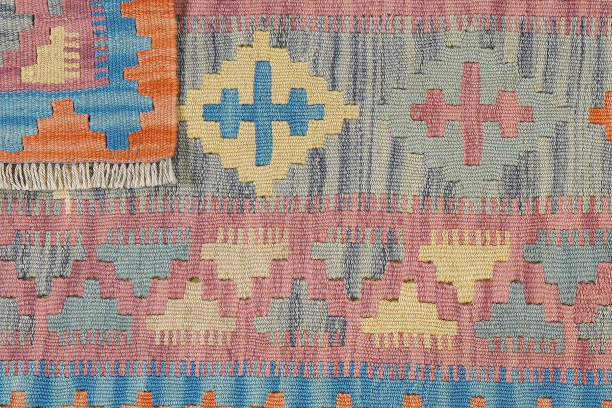 KELIM-LÄUFER handgewebt Gashgai Grau 220/63 cm Schurwolle - Grau, Textil (63/220cm) - Looma
