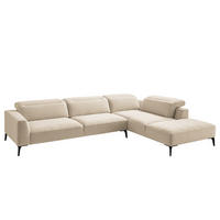 ECKSOFA mit Ottomane - Beige/Schwarz, Textil/Metall (325/238cm) - home24