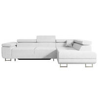 ECKSOFA mit Schlaffunktion und Bettkasten GUSA-L 272x202x107 cm Weiß Bouclé - Silberfarben/Weiß, Holzwerkstoff/Textil (272/202cm) - ALTDECOR