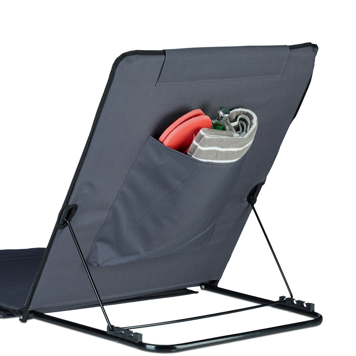 STRANDMATTE - Anthrazit, Textil/Metall (60/63/195cm) - Relaxdays