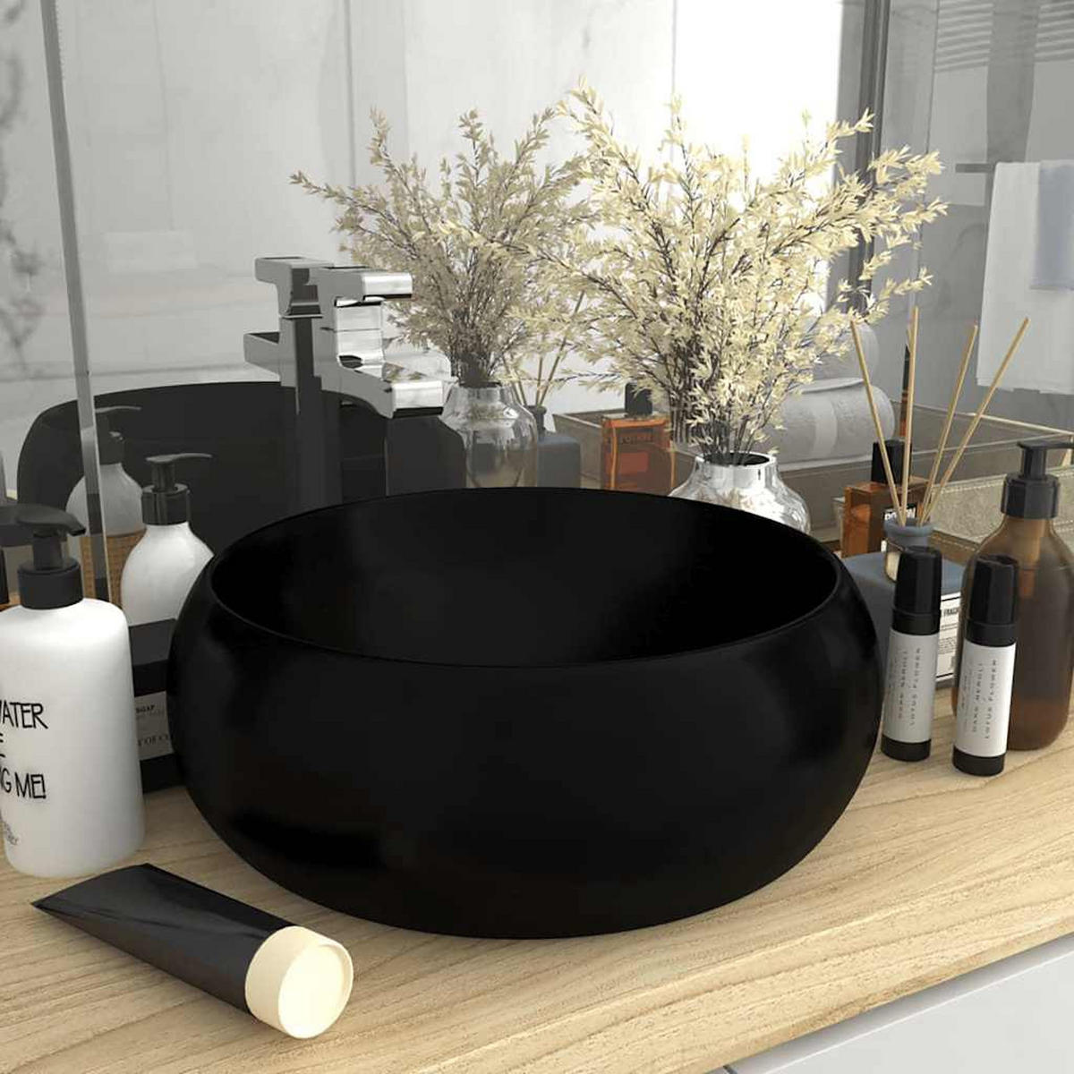 WASCHBECKEN Langston 40/40/15 cm - Schwarz, Keramik (40/15/40cm) - Nettlife