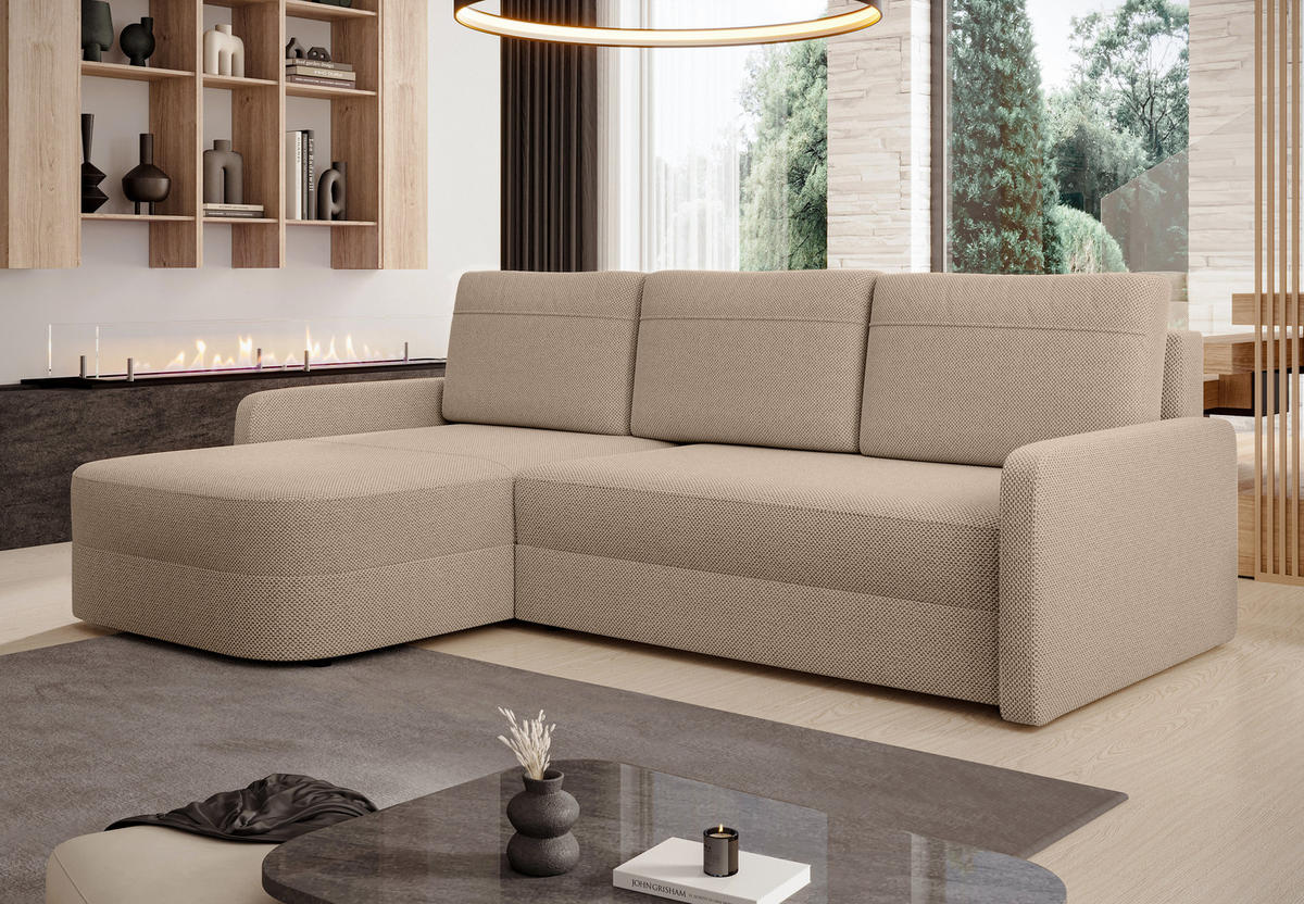 ECKSOFA L Form Nebbiolo Braun 250/170/88 cm – modernes Sofa fürs Wohnzimmer - Schwarz/Braun, Kunststoff/Textil (250/170cm) - AX Living