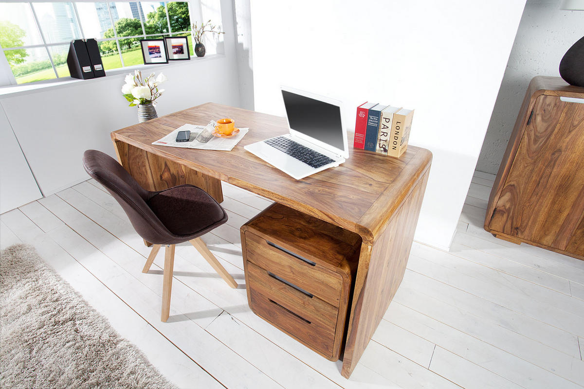 SCHREIBTISCH CUBUS Sheesham Natur 120 cm - Naturfarben, Holz (60/120/80cm) - riess-ambiente