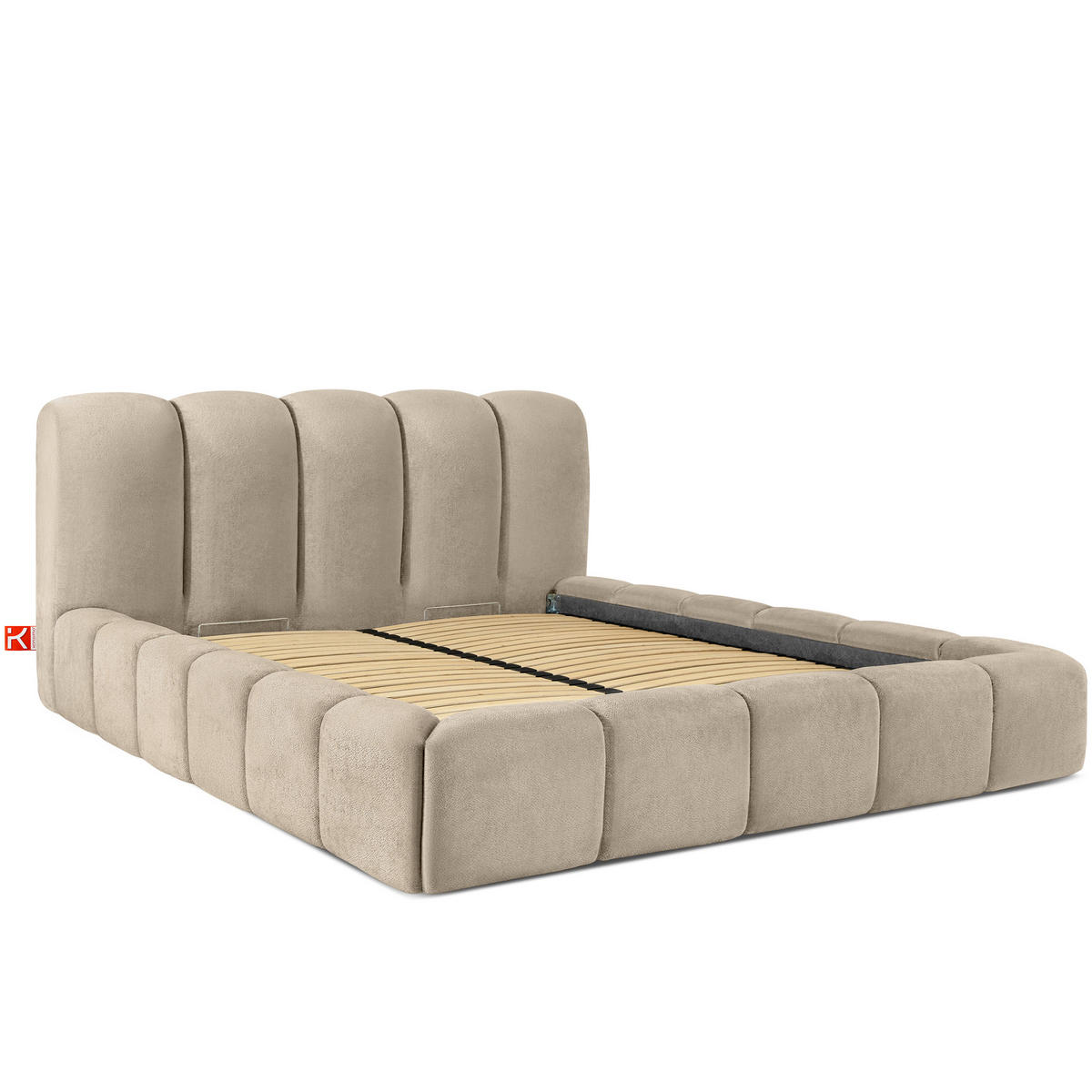 POLSTERBETT MERIDE Chenille, Graubeige - Beige/Schwarz, Holz/Textil (180/200cm) - KONSIMO®