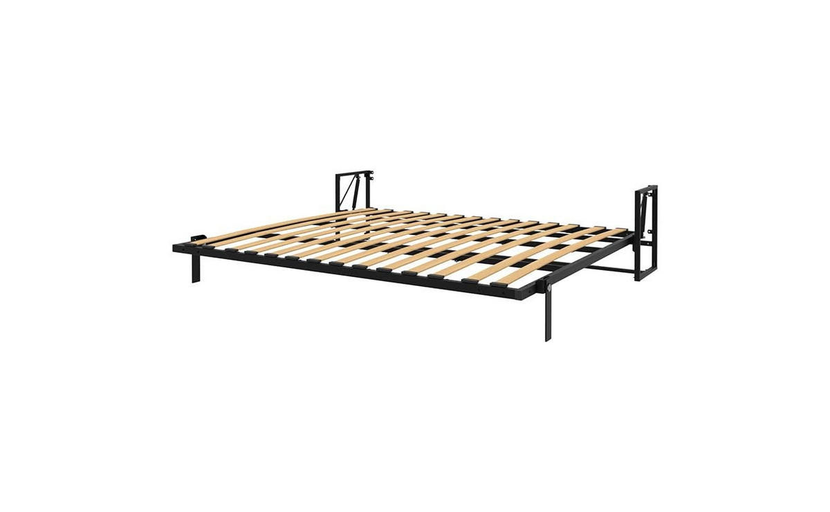 WANDBETT Morphy Classik Modulares SizeFlex- und TypeFlex-System - 200x180 Horizontal - Schwarz, Holz/Metall (200/180cm) - WallBedKing