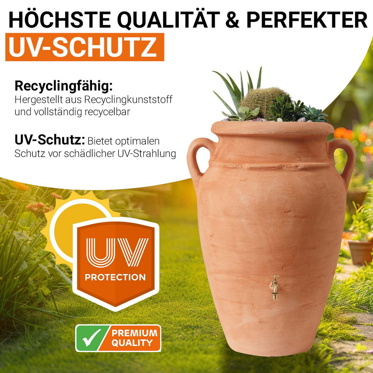 AMPHORE Regentonne 600 L, kotta - Terracotta, Kunststoff (92/142/92cm) - GARANTIA