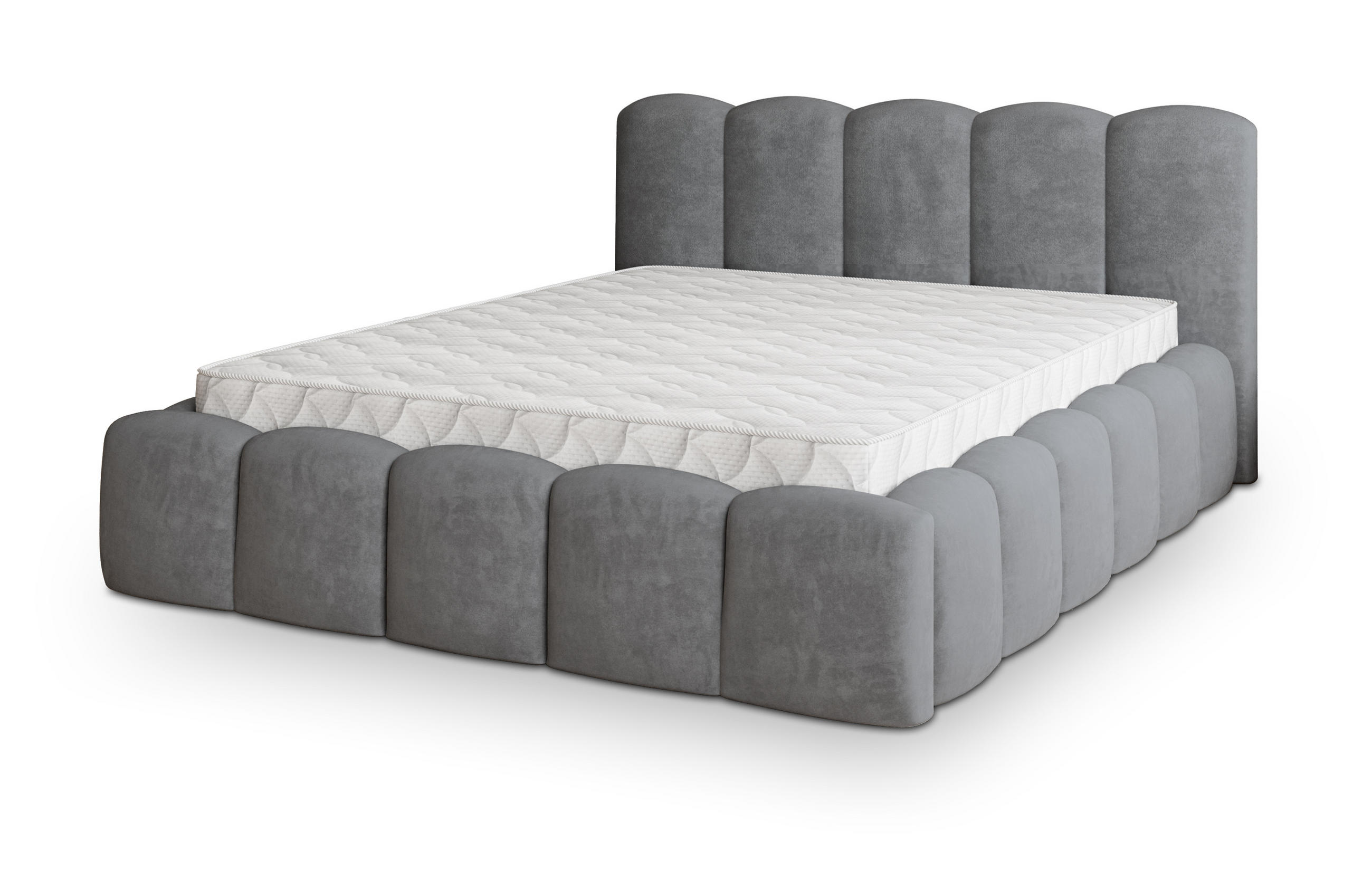 POLSTERBETT FALINA 160x200 cm mit Bettkästen - Grau - Grau, Holz (160/200cm) - MASSENO