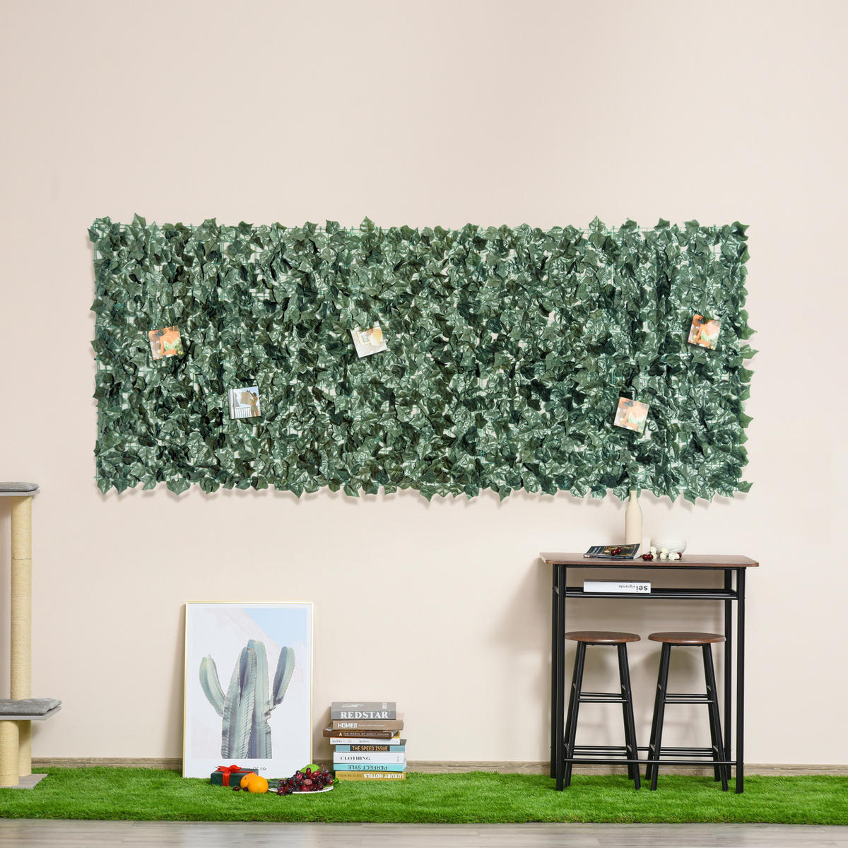 KÜNSTLICHE Hecke Sichtschutz, Gartenzaun mit Künstlichen Blättern 2,4x1m - Grün, Kunststoff (1/100cm) - Outsunny