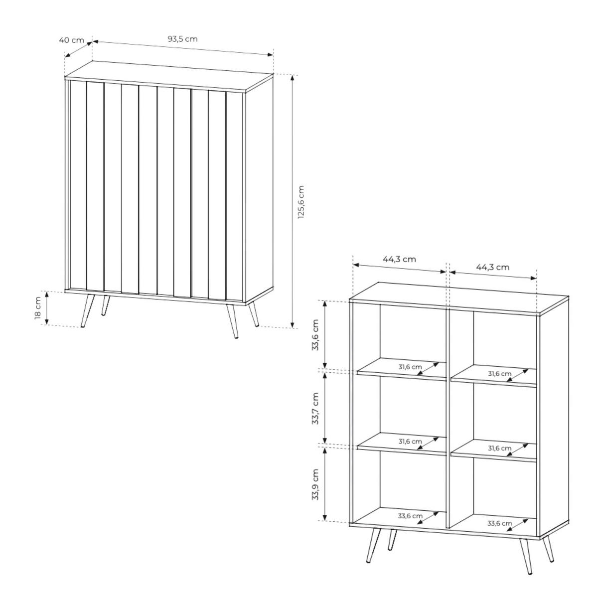 KOMMODE: Dunin-Eiche, 93,5 x 125,6 x 40 cm - Eichefarben, Holzwerkstoff (93.5/125.6/40cm) - 3XE LIVING