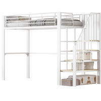 HOCHBETT 90/200 cm Weiß aus Metall und Holz mit Treppe - Weiß, Metall (90/200cm) - OKMYHOME